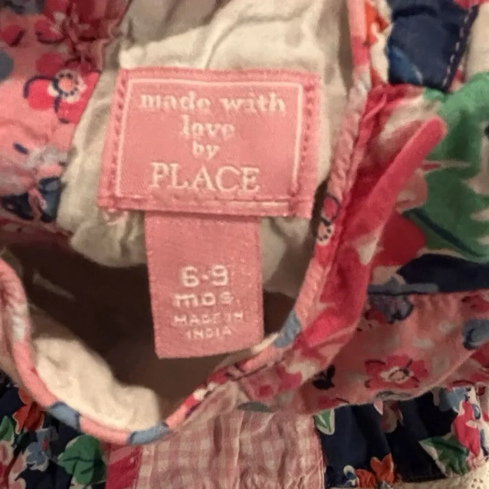 The Children’s Place Girls 6-9M Vintage 2013 Patchwork Floral Dress Cottagecore